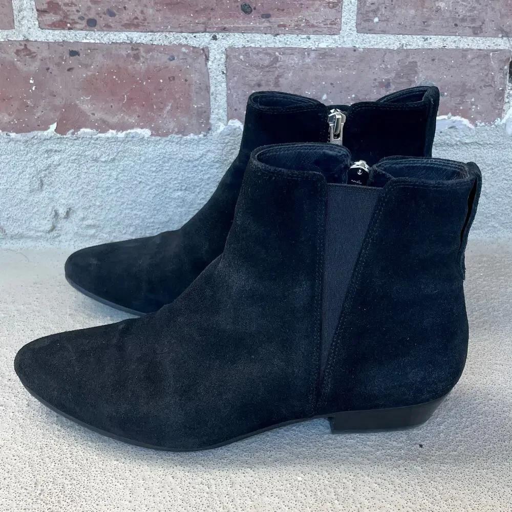 Isabel Marant Etoile Patsha Black Suede Ankle Boots Booties Side Zip Western 38 - Picture 3 of 14